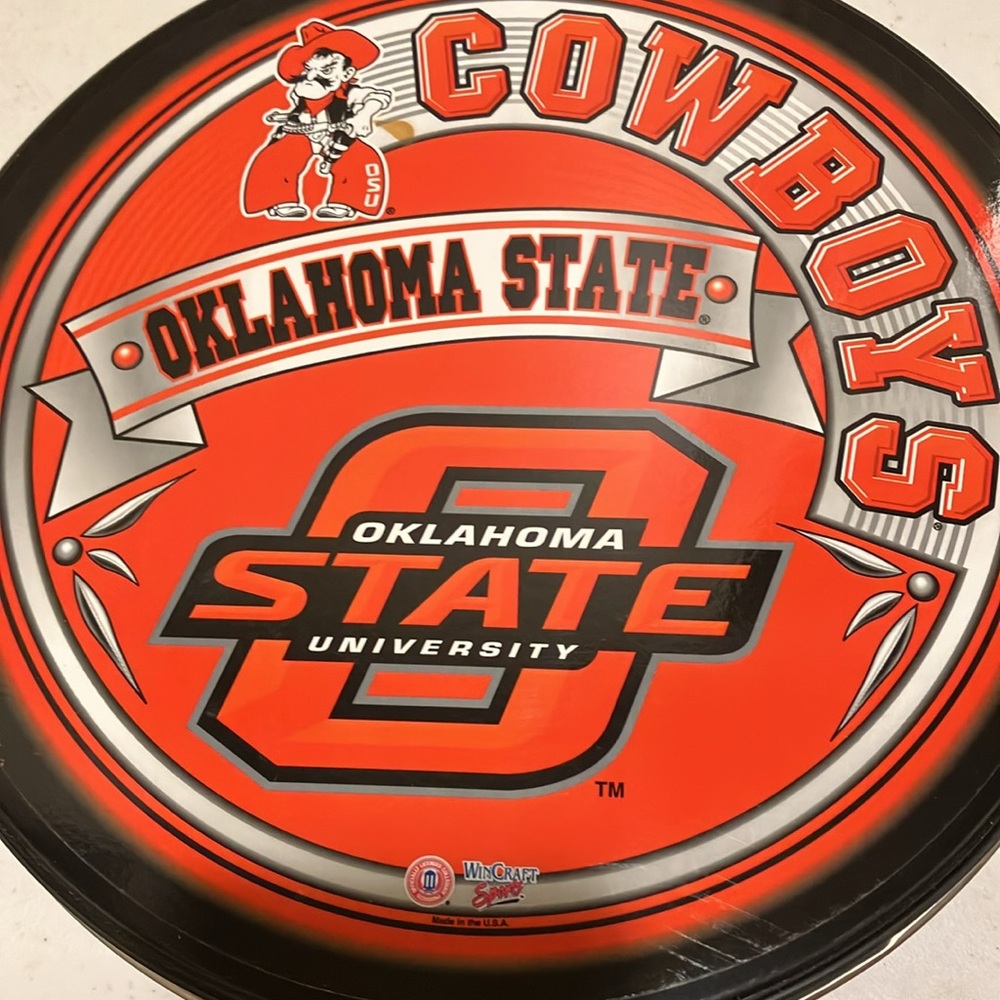 Good-VG Oklahoma State University Round Metal Container, Cookies, Buttons,